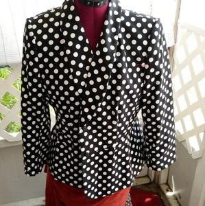 Classic vintage black and white polka dot peacoat